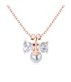 Bow Crystal with Pearl Silver Necklace SPE-96n